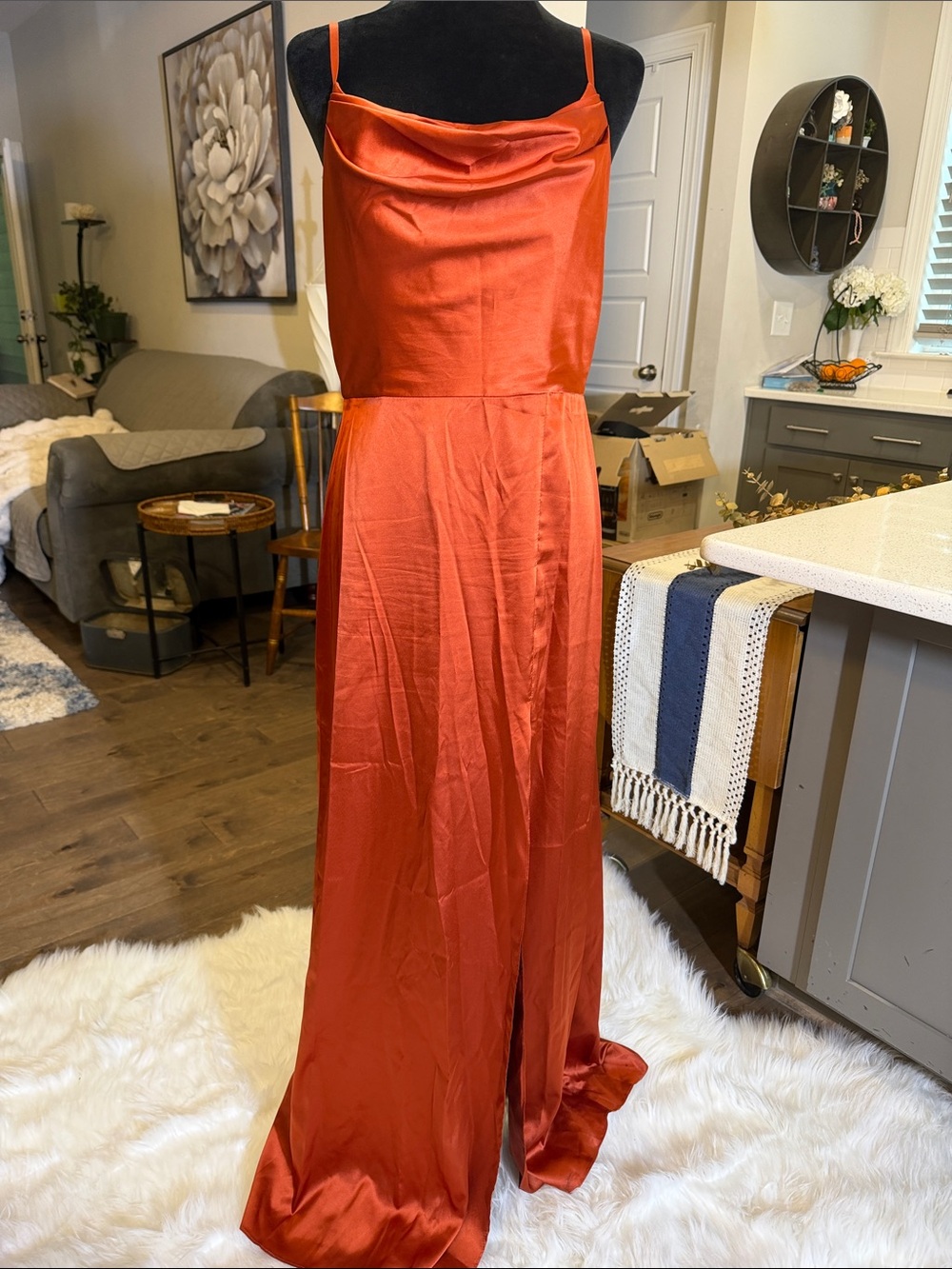 Studio Red Satin Maxi Dress